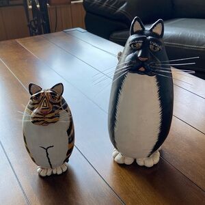 Lot of 2 Vintage Vicki Thomas Gourd Shaped Cats Enesco Corporation 1997